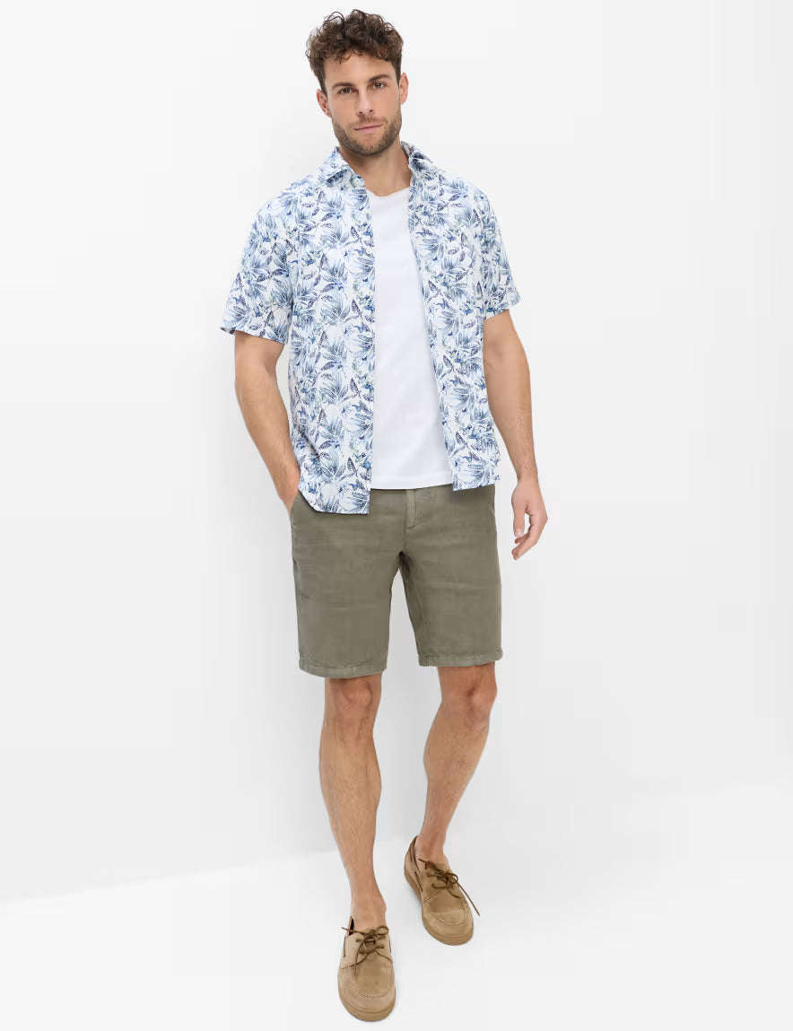 Brax - Hemd aus Baumwoll-Leinenmix mit Blätterprint - Hardy
