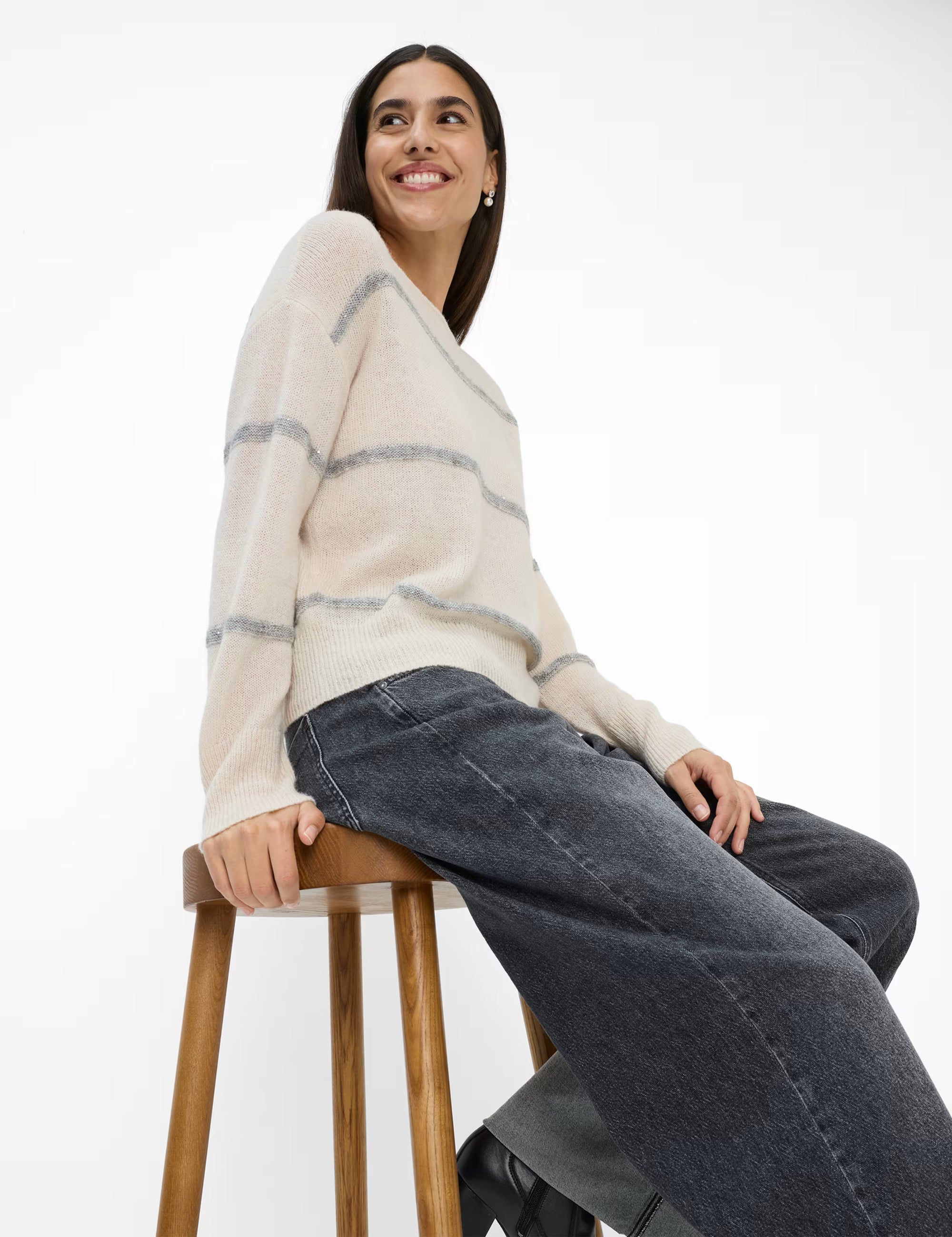 Brax - Strickpullover im Alpakawollmix mit Lurexstreifen - Lisa