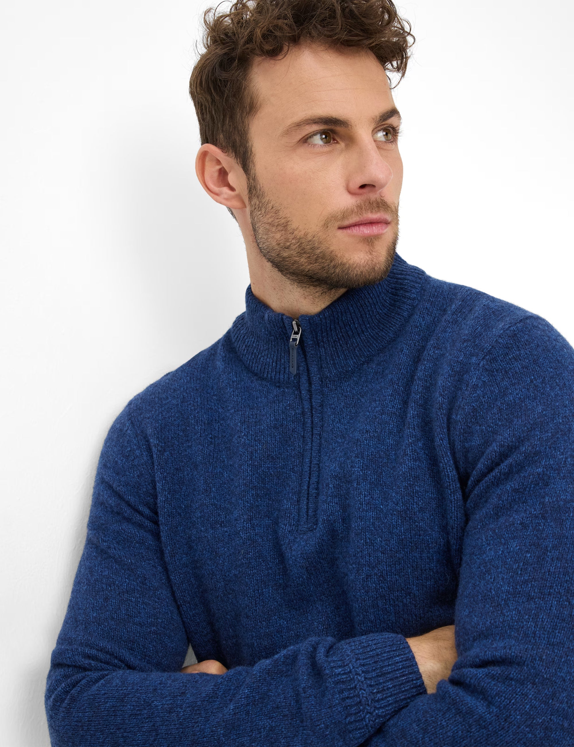 Brax - Lambswool-Strickpullover in blau aus hochwertigem Wollmix - Steffen