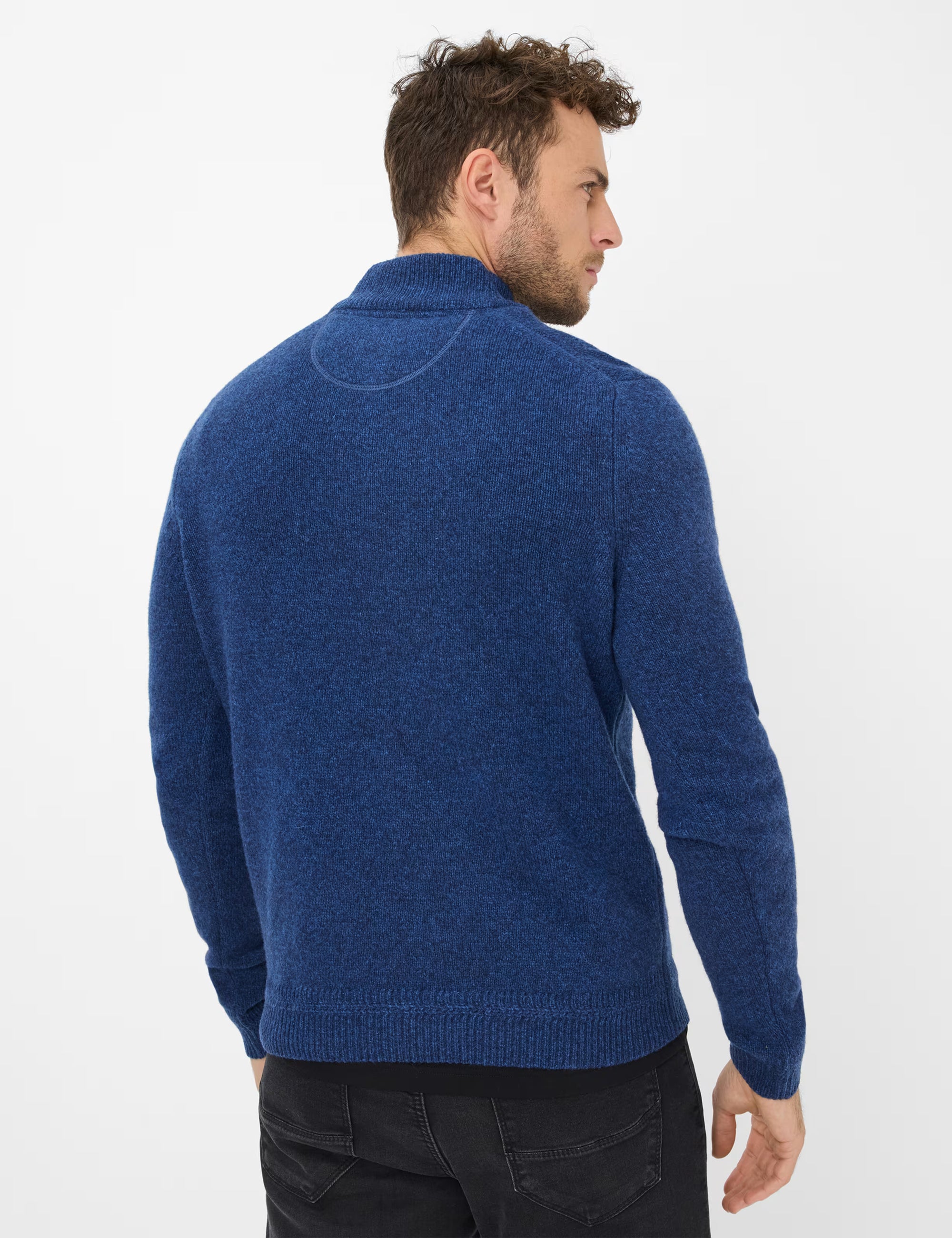 Brax - Lambswool-Strickpullover in blau aus hochwertigem Wollmix - Steffen