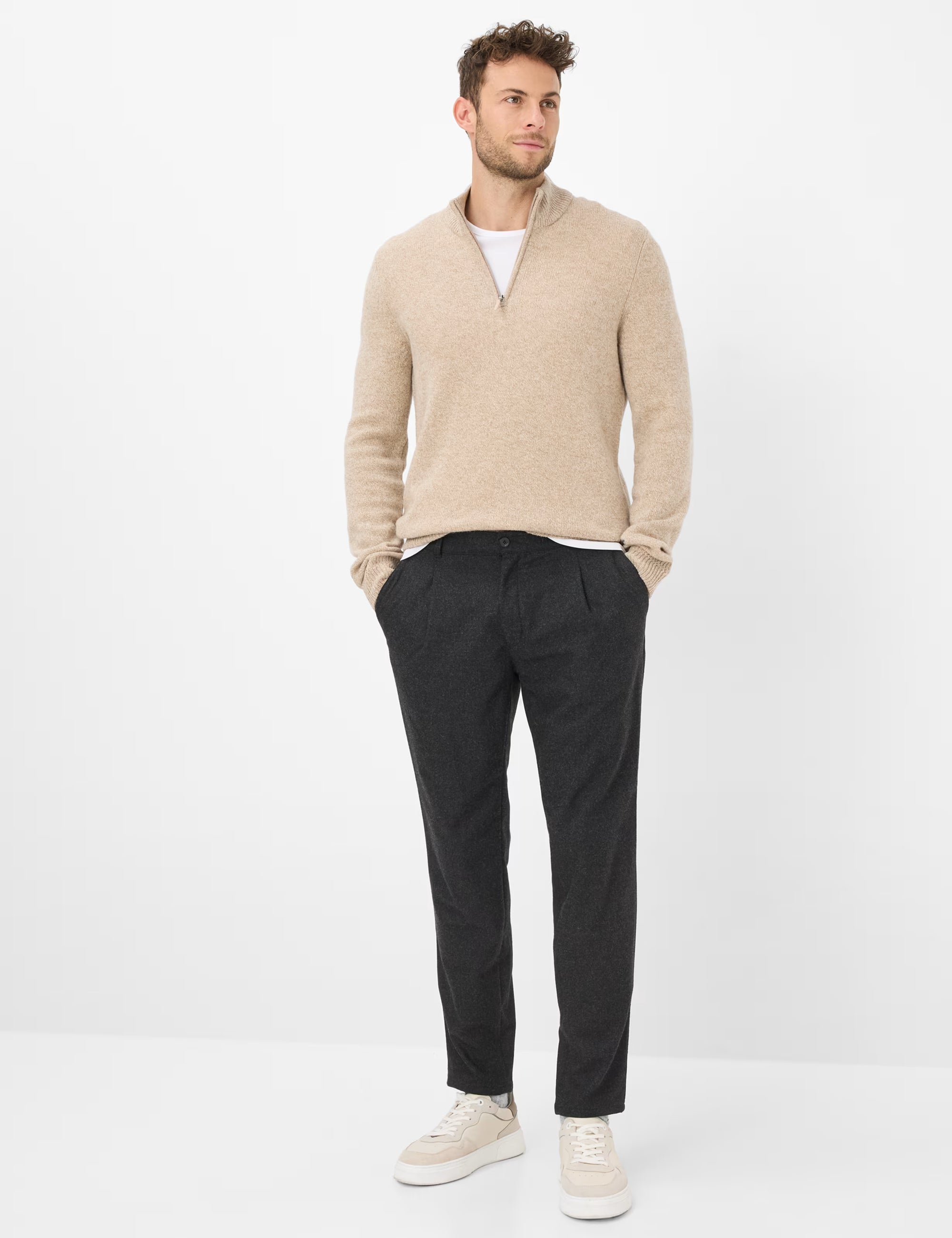 Brax - Lambswool-Strickpullover in camel aus hochwertigem Wollmix - Steffen