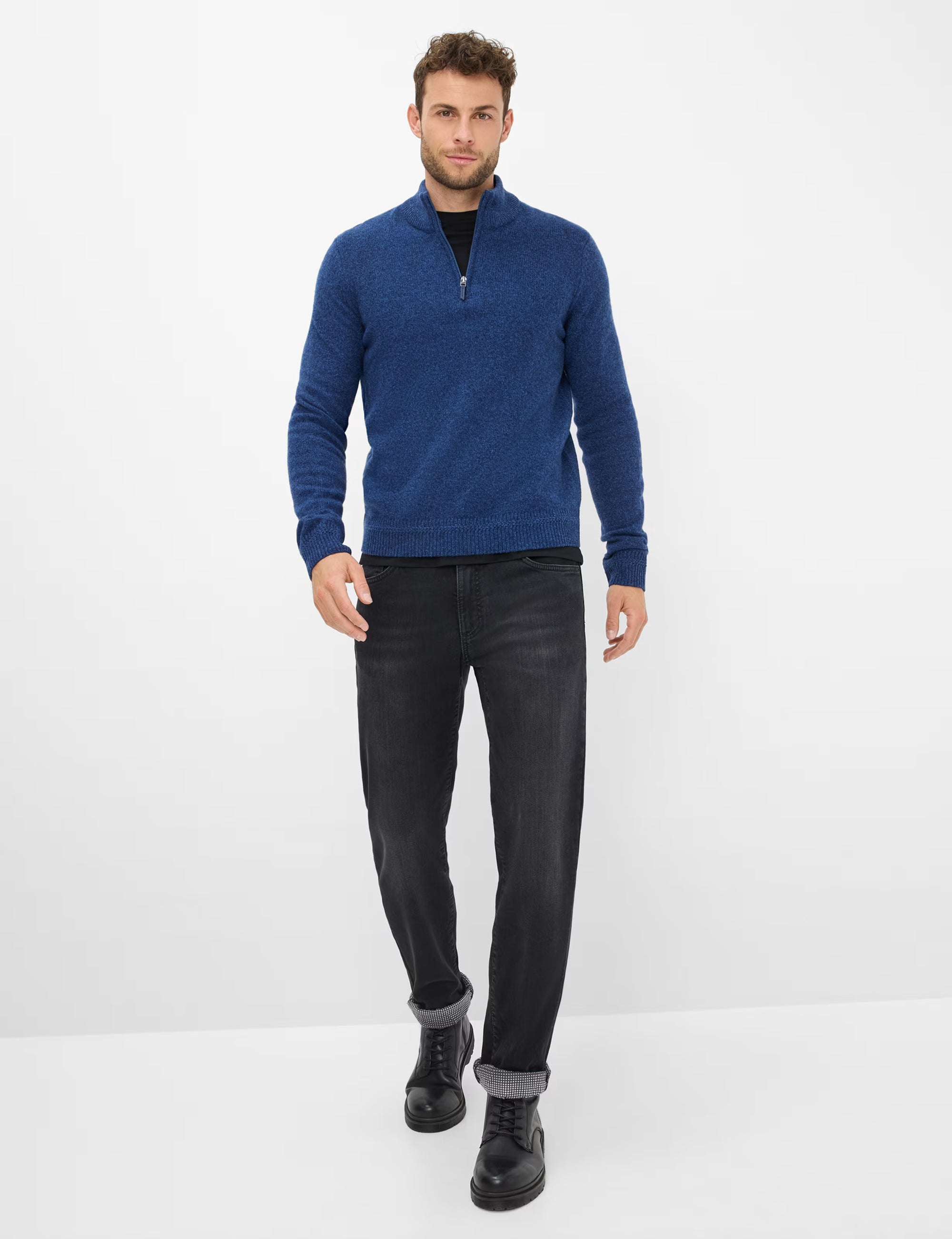 Brax - Lambswool-Strickpullover in blau aus hochwertigem Wollmix - Steffen