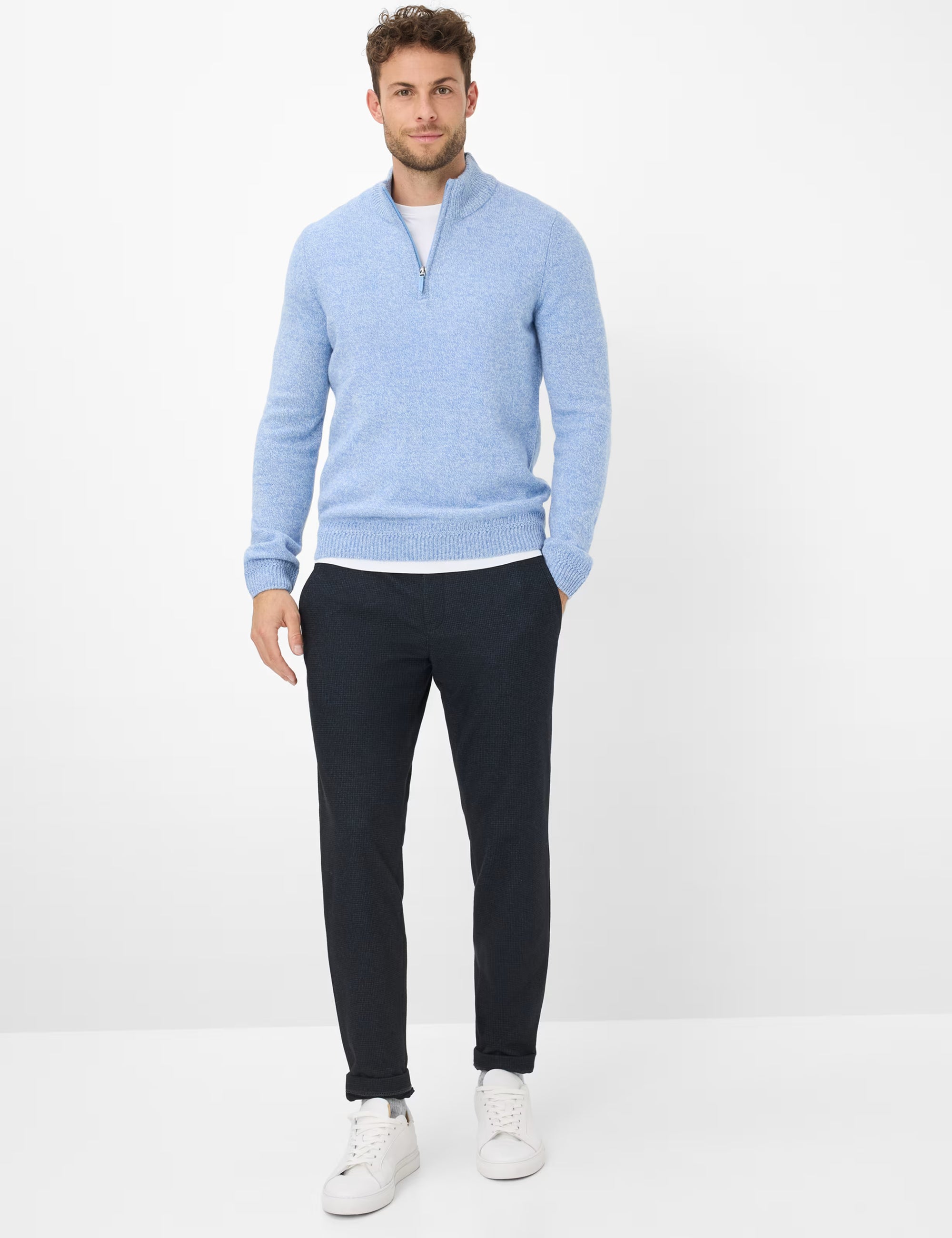 Brax - Lambswool-Strickpullover in hellblau aus hochwertigem Wollmix - Steffen