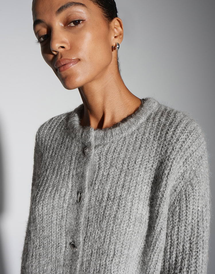 Someday - Strickblouson mit Glanz Effekt - Tiah