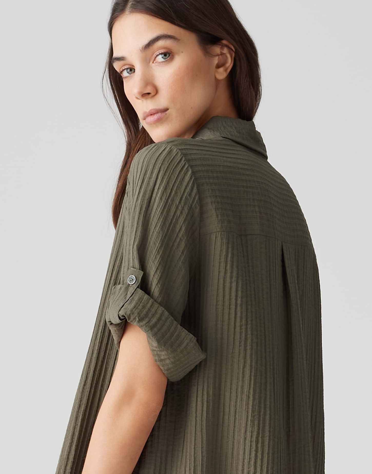 Opus - Hemdblusenkleid mit feiner Rippstruktur - Womara