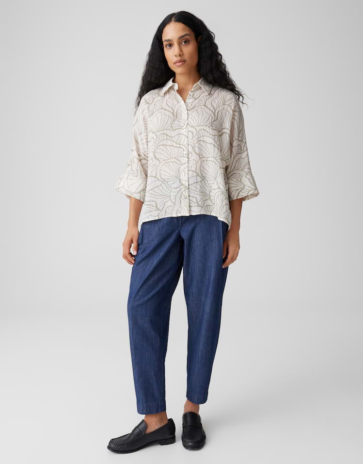 Opus - Printbluse mit feinem Webstreifen Loose Fit - Fashell