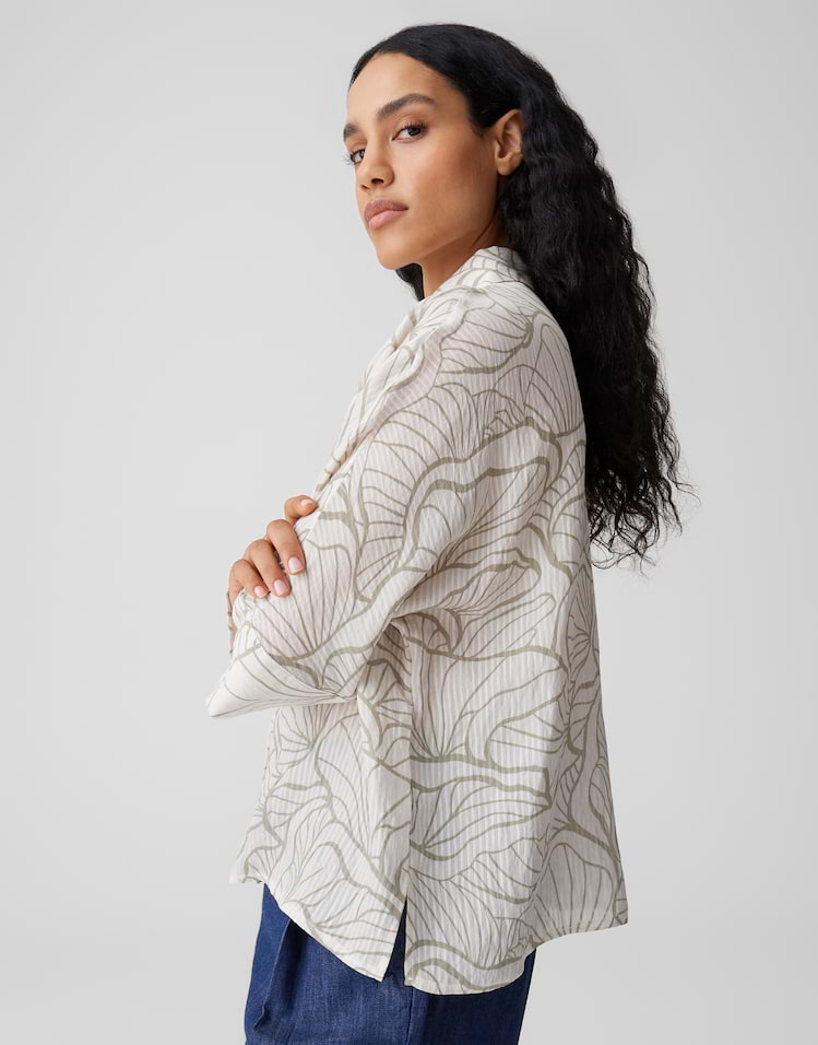Opus - Printbluse mit feinem Webstreifen Loose Fit - Fashell
