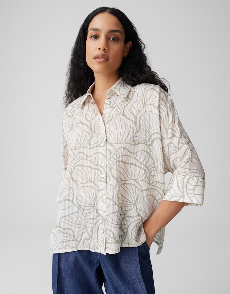 Opus - Printbluse mit feinem Webstreifen Loose Fit - Fashell