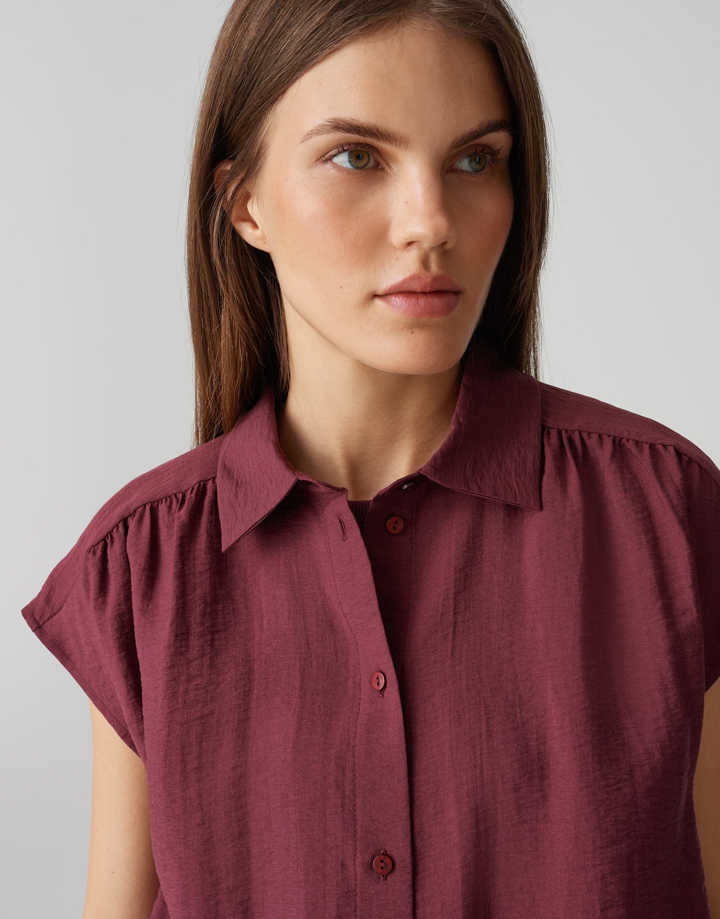 Opus - Satinbluse mit femininen Raffungen - Fairi