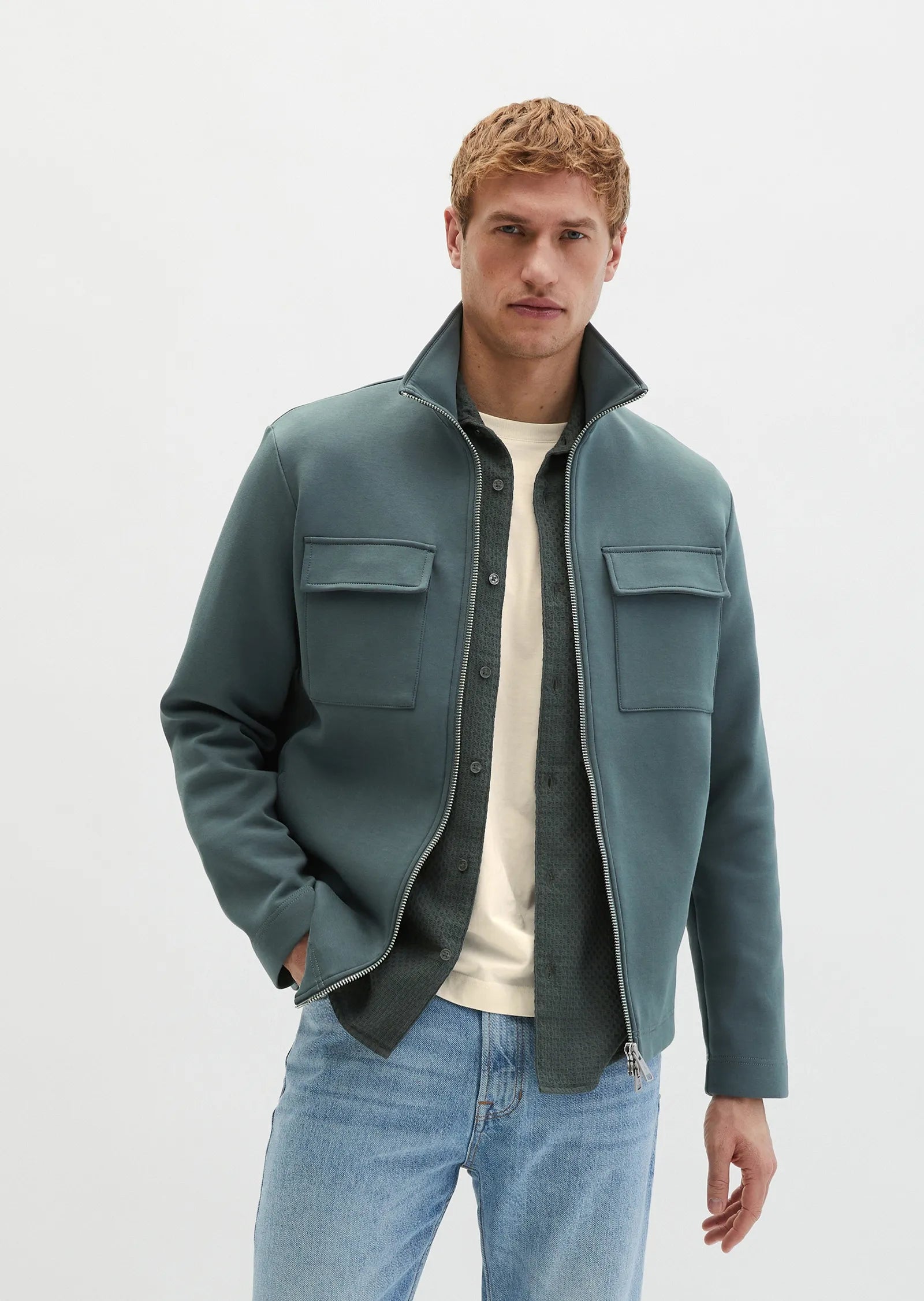 Marc O'Polo - Scuba Sweatjacke aus Bio-Baumwolle in Petrol