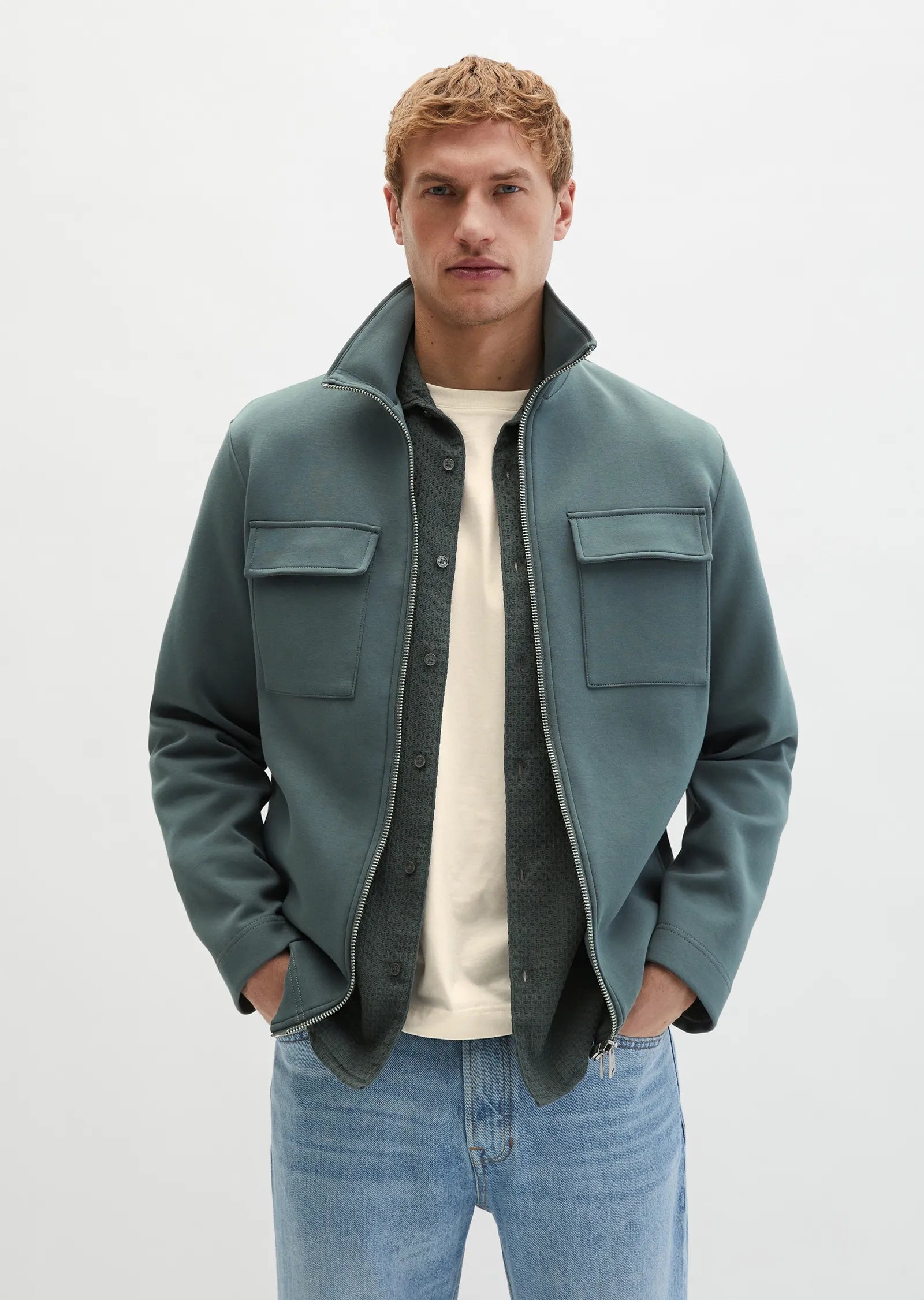 Marc O'Polo - Scuba Sweatjacke aus Bio-Baumwolle in Petrol