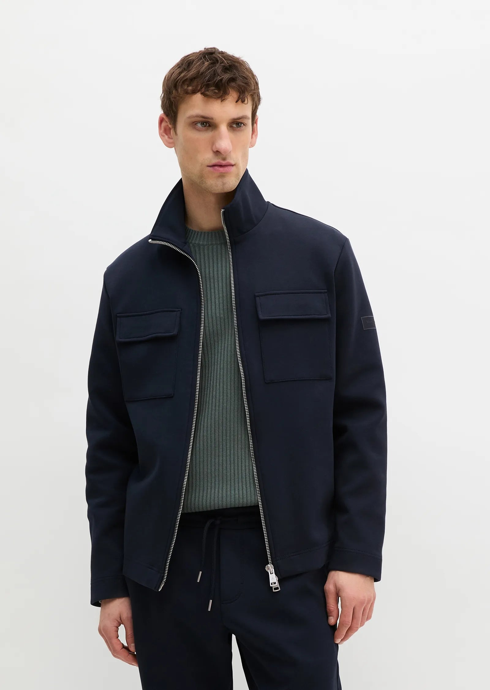 Marc O'Polo - Scuba Sweatjacke aus Bio-Baumwolle in Navy