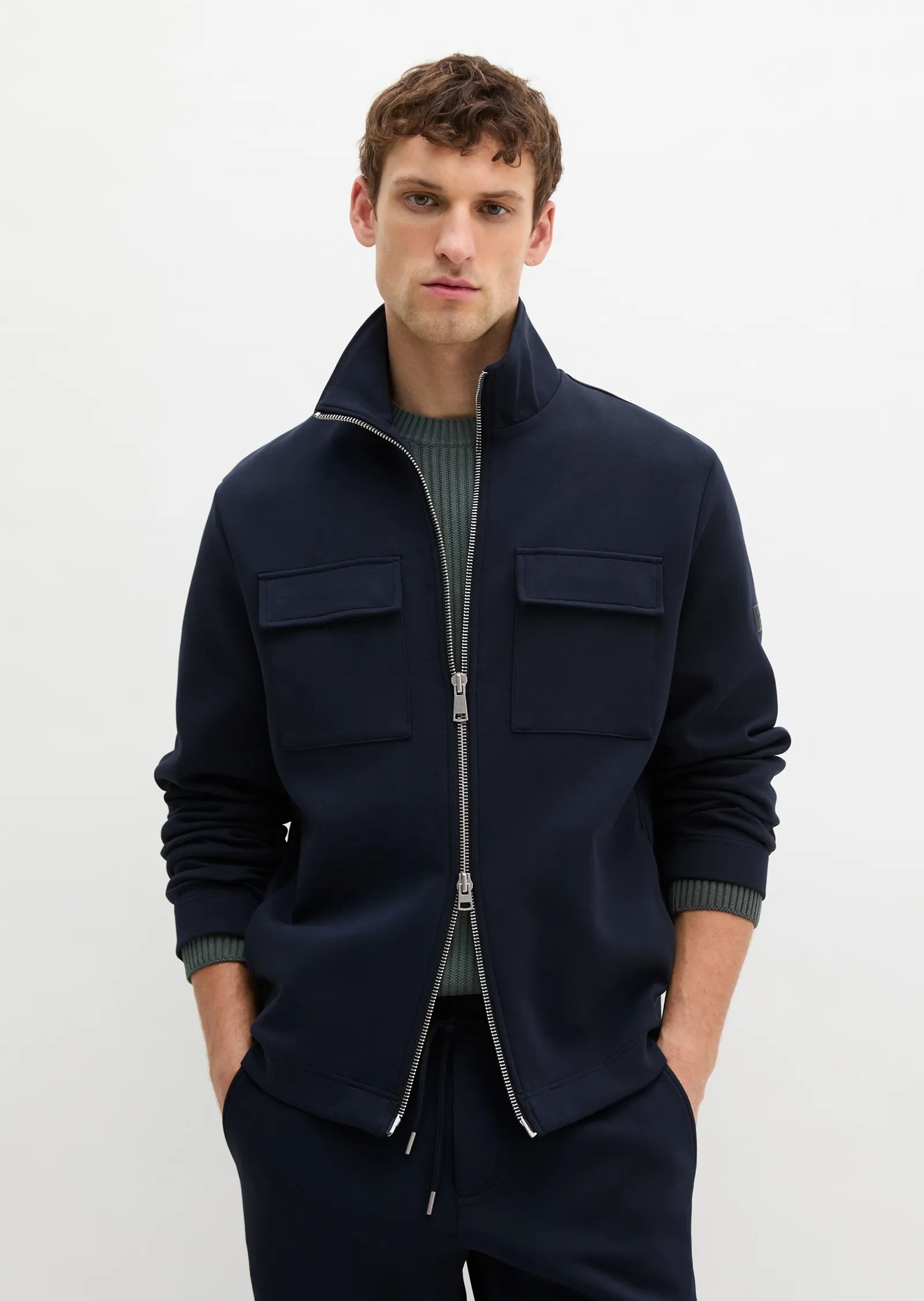 Marc O'Polo - Scuba Sweatjacke aus Bio-Baumwolle in Navy