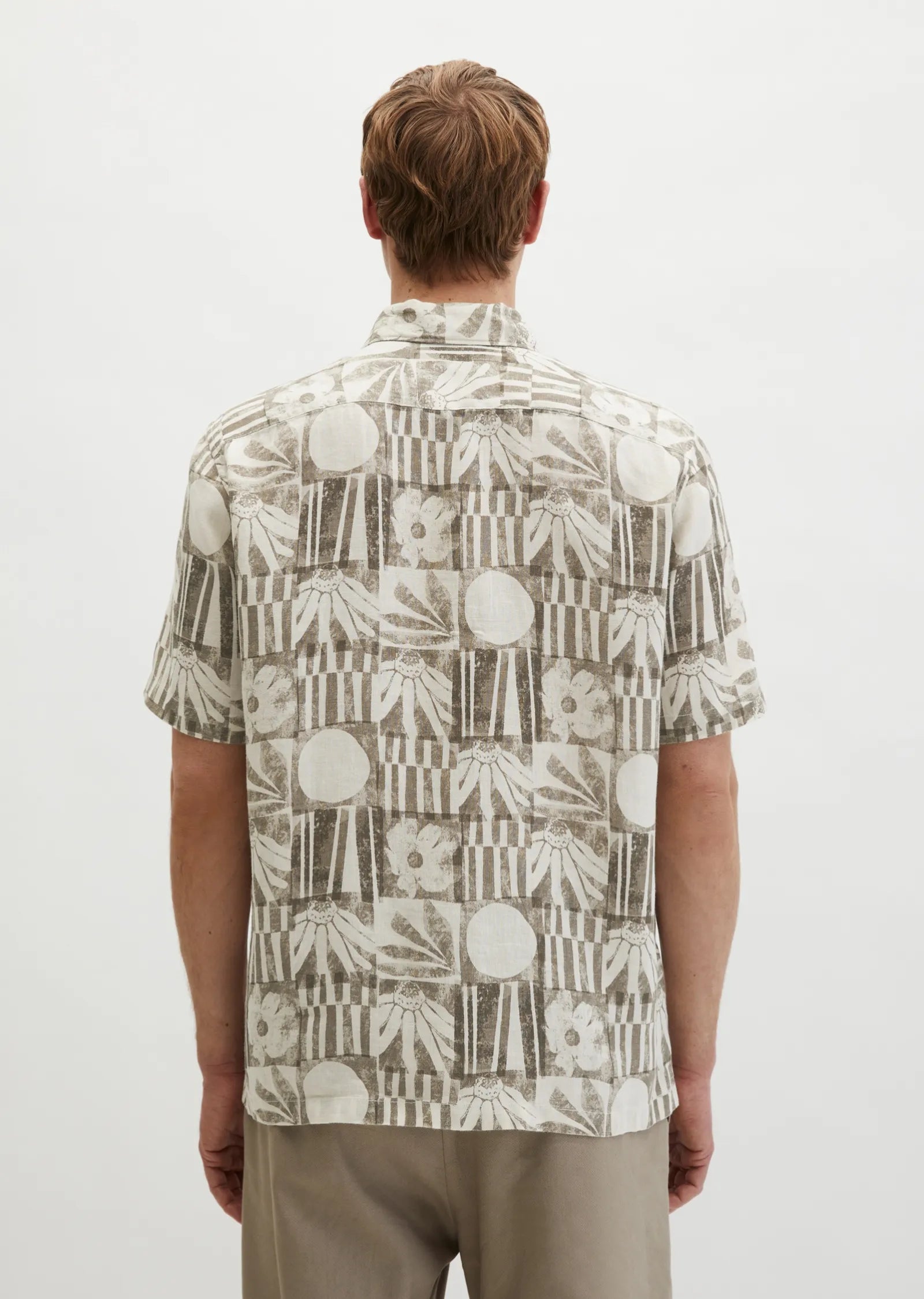 Marc O'Polo - Lässiges Halbarm Hemd mit All Over Print in Beige