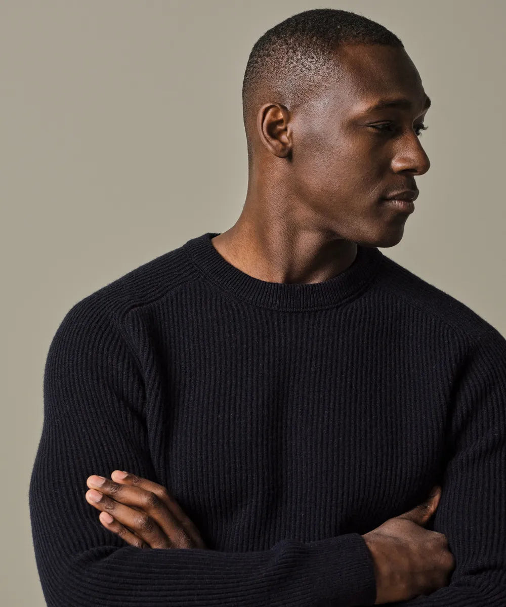 Profuomo - Leichter Wollpullover in Marineblau