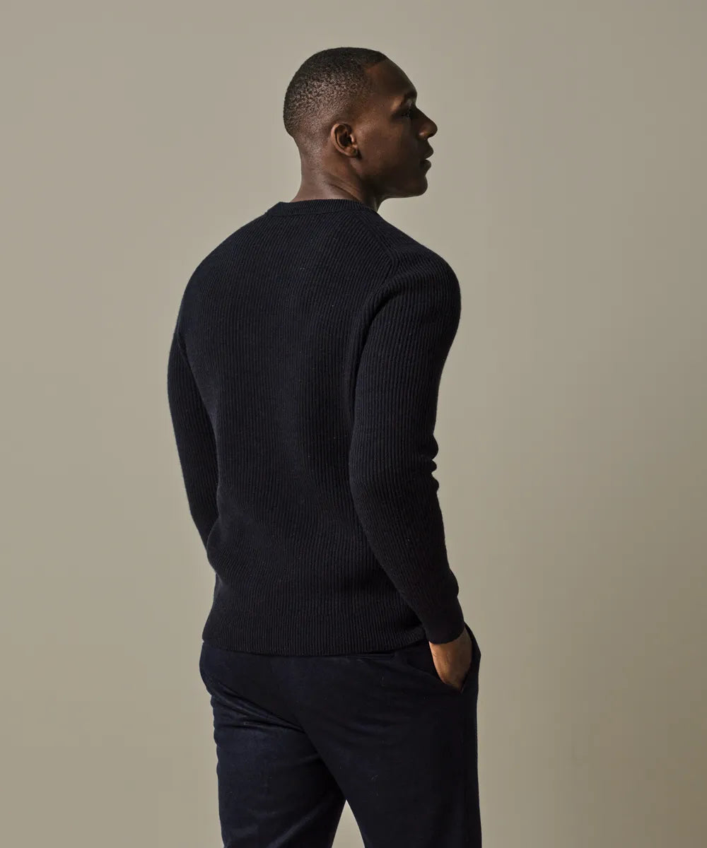 Profuomo - Leichter Wollpullover in Marineblau