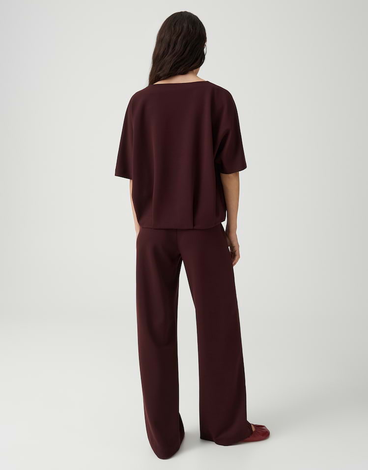 Opus - Wide Jogpants aus Baumwoll- Modal Mix - Melane chill