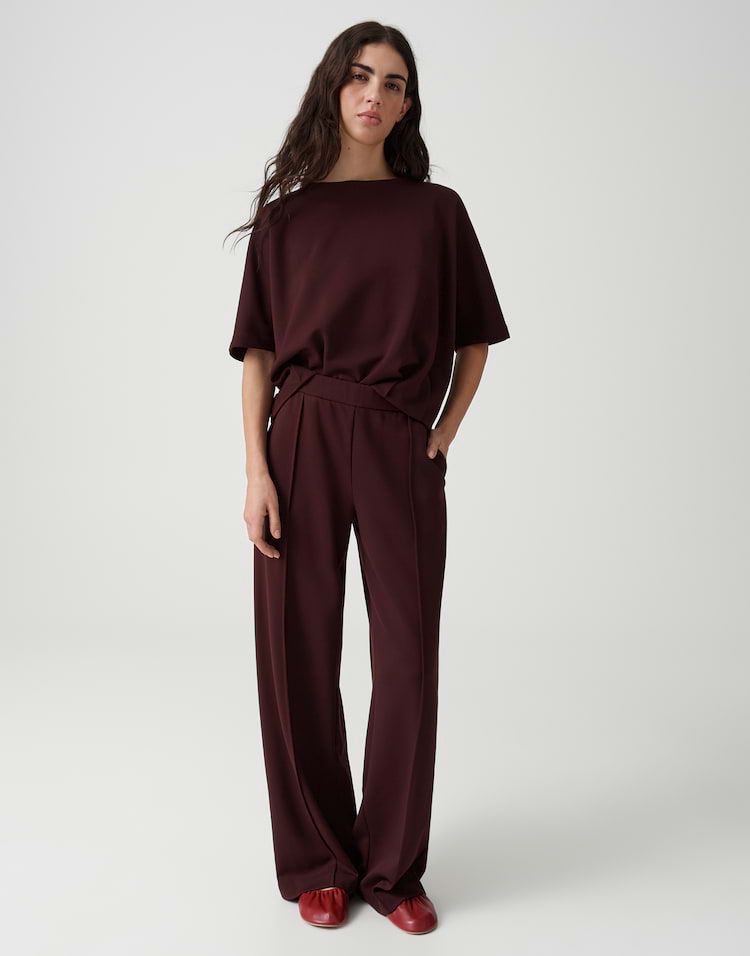 Opus - Wide Jogpants aus Baumwoll- Modal Mix - Melane chill