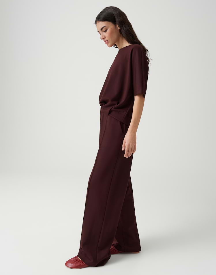 Opus - Wide Jogpants aus Baumwoll- Modal Mix - Melane chill