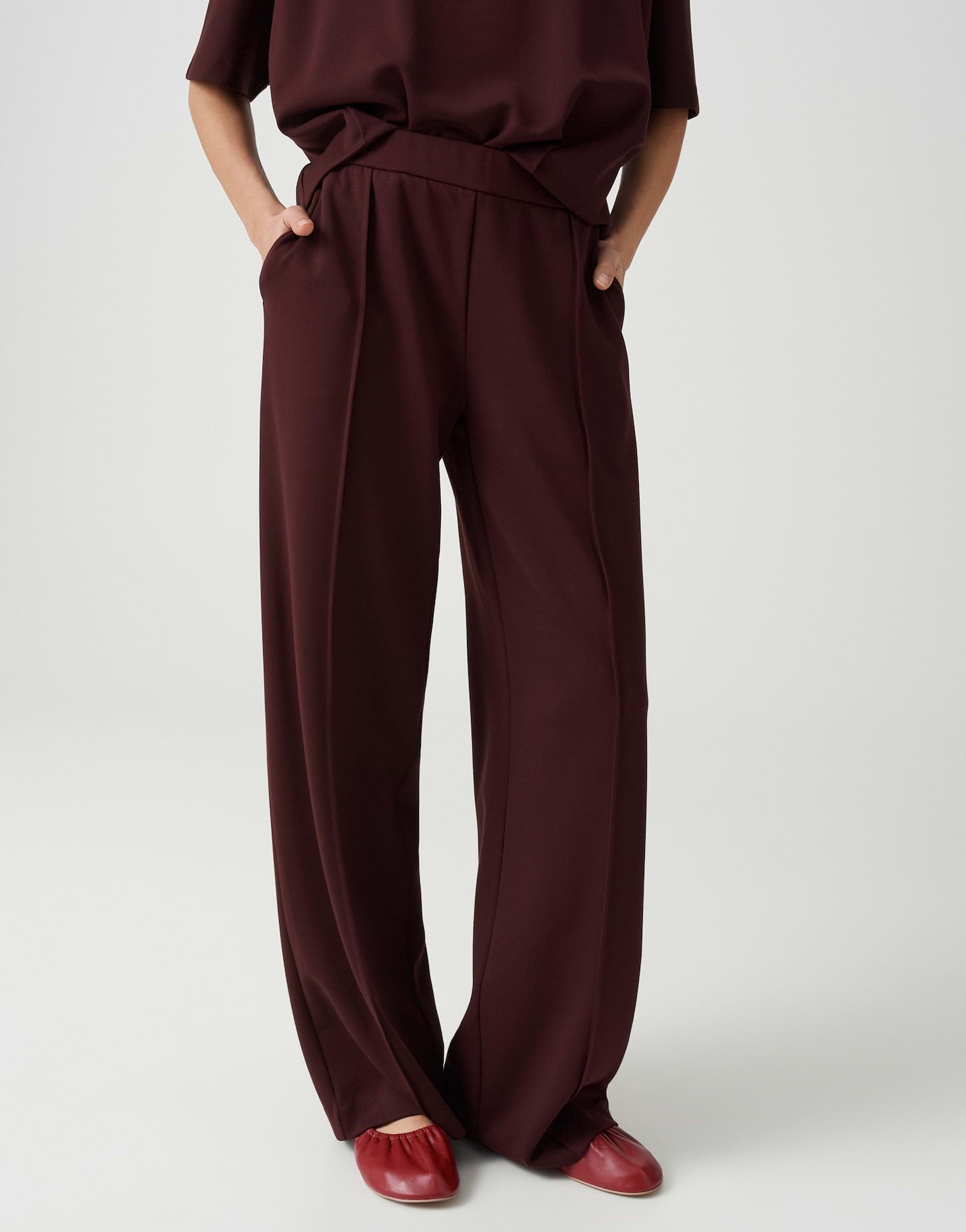Opus - Wide Jogpants aus Baumwoll- Modal Mix - Melane chill
