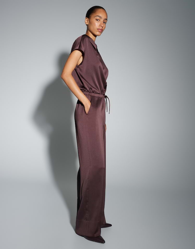Opus -   Satin Jumpsuit mit Crashoptik - Mendie