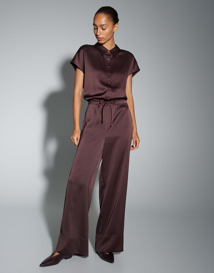 Opus -   Satin Jumpsuit mit Crashoptik - Mendie