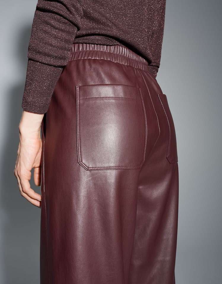 Opus - Relaxed Kunstlederhose mit Barrel Leg - Myha