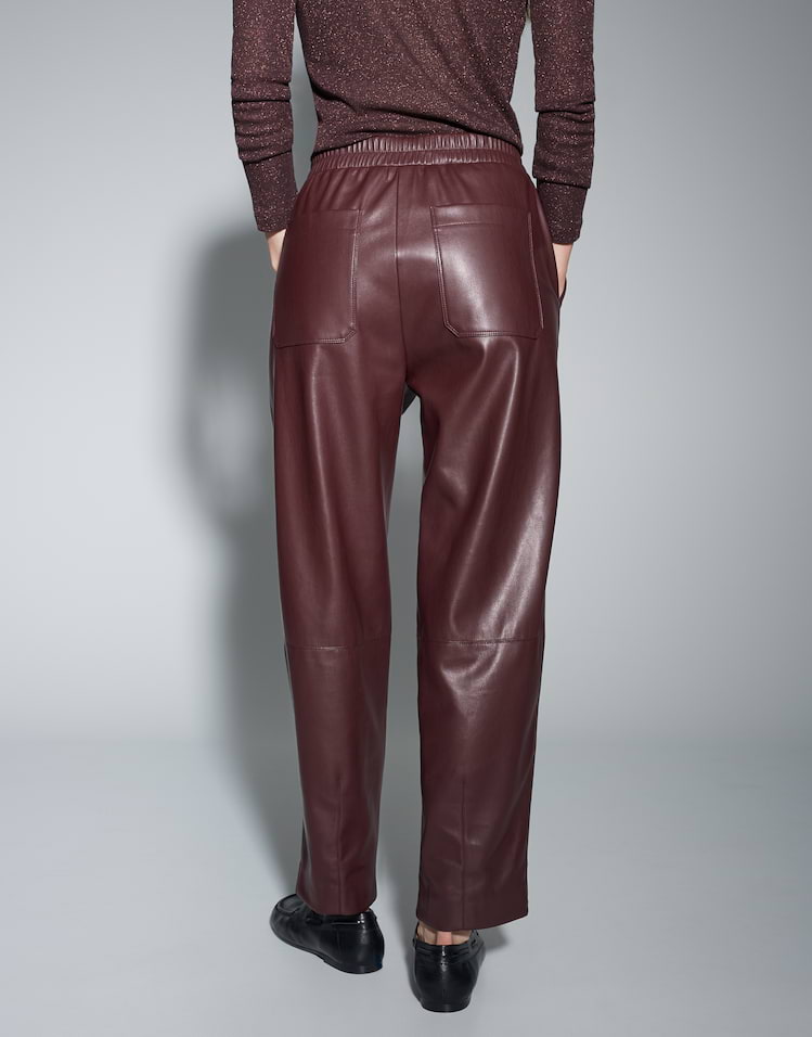 Opus - Relaxed Kunstlederhose mit Barrel Leg - Myha