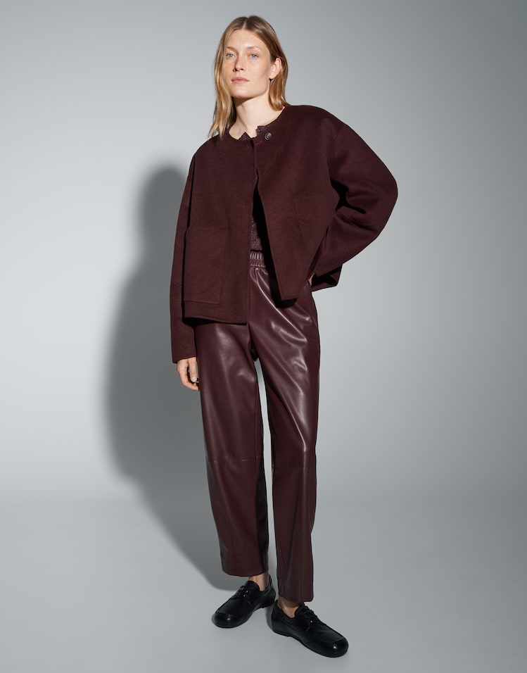 Opus - Relaxed Kunstlederhose mit Barrel Leg - Myha