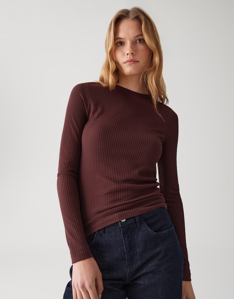 Opus - Langarmshirt in Rippstruktur - Sumelika