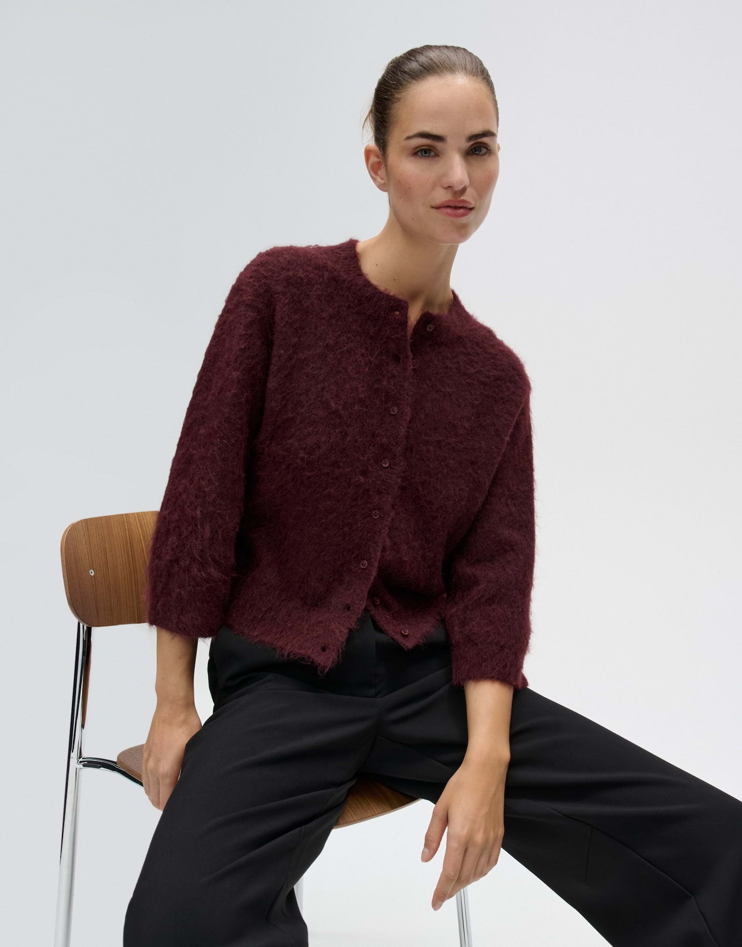 Opus - Cardigan aus flauschigem Effektgarn Slim Fit - Disille