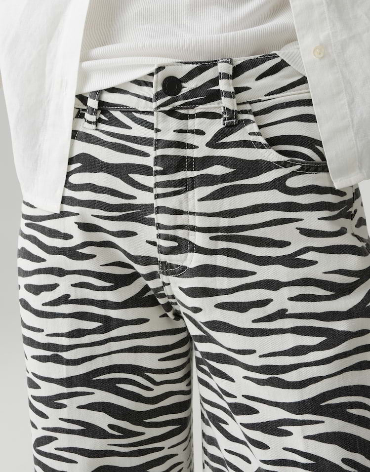 Opus - Barrel Jeans mit Powerstretch Mid Rise - Mari Clear Zebra
