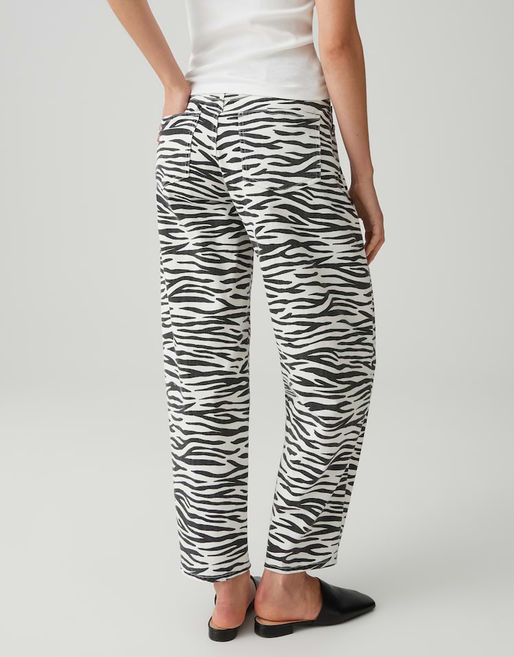 Opus - Barrel Jeans mit Powerstretch Mid Rise - Mari Clear Zebra