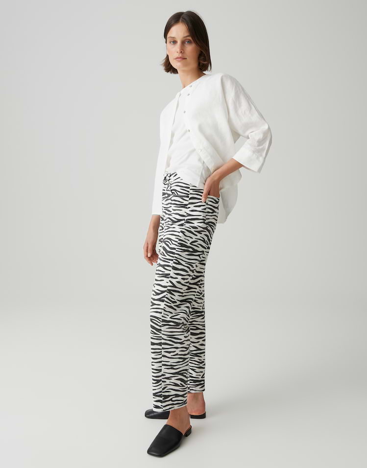 Opus - Barrel Jeans mit Powerstretch Mid Rise - Mari Clear Zebra