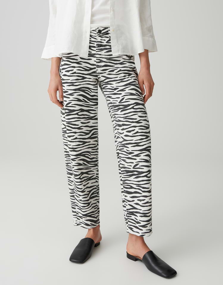 Opus - Barrel Jeans mit Powerstretch Mid Rise - Mari Clear Zebra