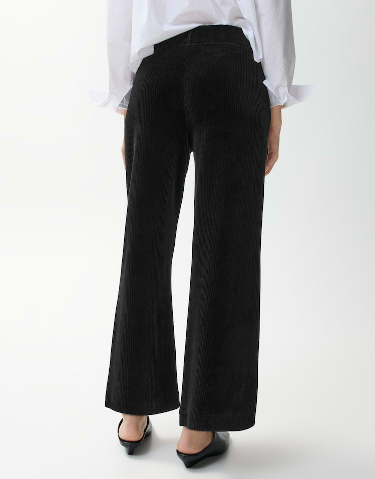 Opus - Schwarze Wide Leg Pants aus Cord - Mucia Bay