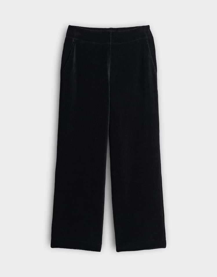Opus - Schwarze Wide Leg Pants aus Cord - Mucia Bay