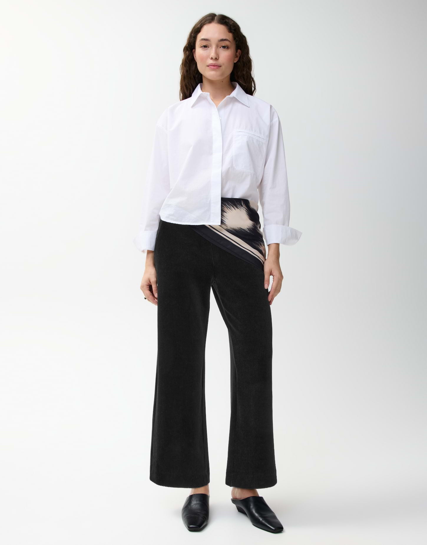 Opus - Schwarze Wide Leg Pants aus Cord - Mucia Bay