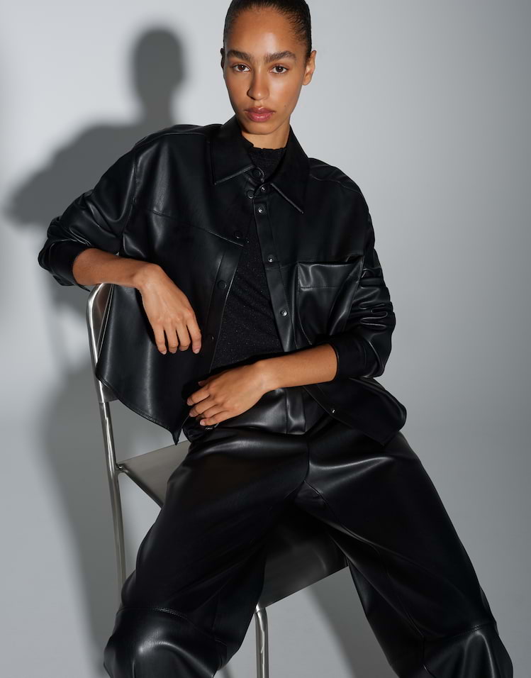 Opus - Hemdbluse in Lederoptik - Fedgy