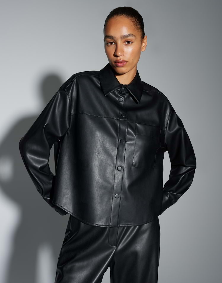 Opus - Hemdbluse in Lederoptik - Fedgy