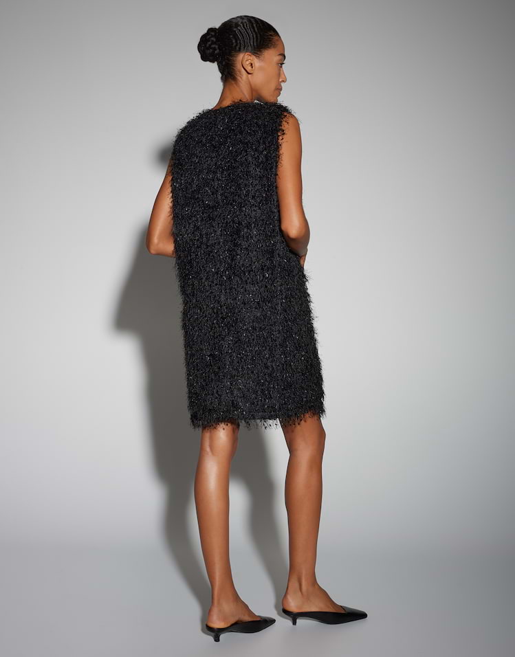 Someday - Gerades Etuikleid in leichter Federoptik - Qeder