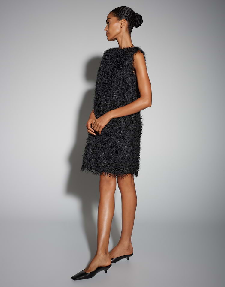 Someday - Gerades Etuikleid in leichter Federoptik - Qeder