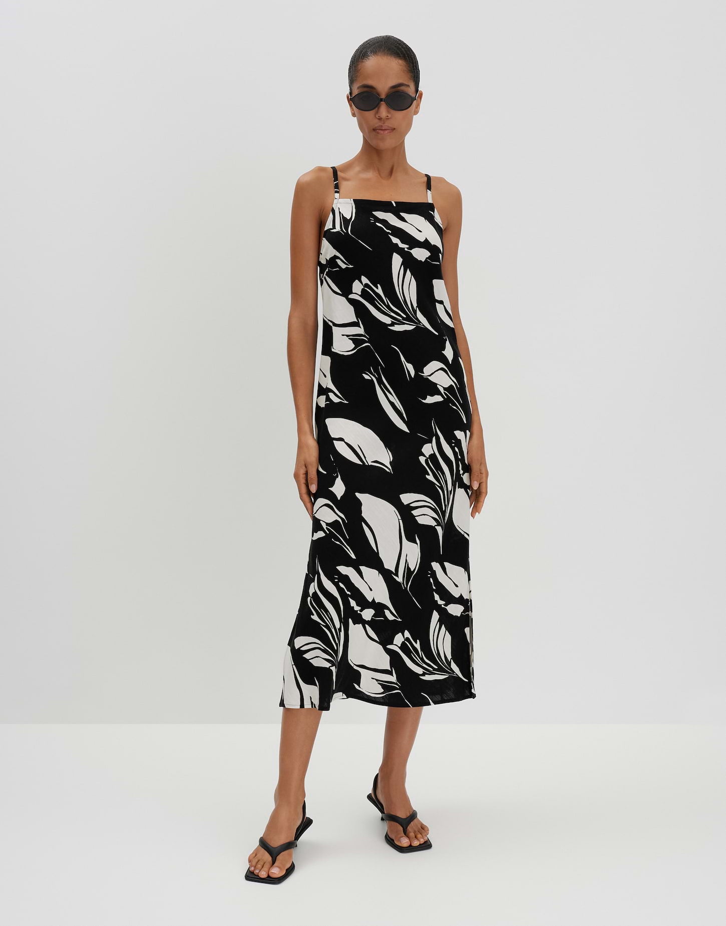 Someday - Printkleid aus Viskose Leinen Mix - Qualeza