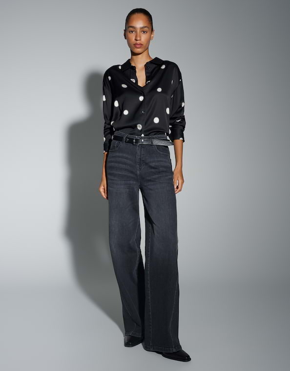 Opus - Boxy Printbluse aus Satin - Famena