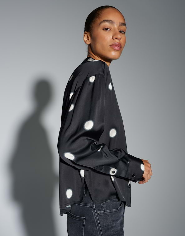 Opus - Boxy Printbluse aus Satin - Famena