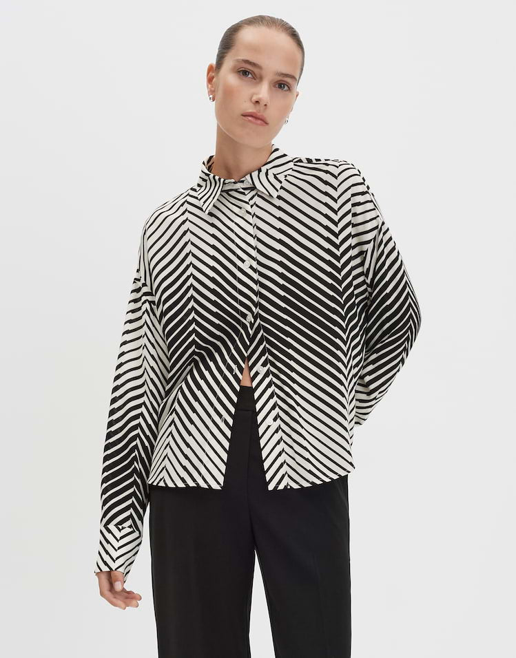 Someday - Printbluse mit abstrakten Fischgratmuster - Zerina