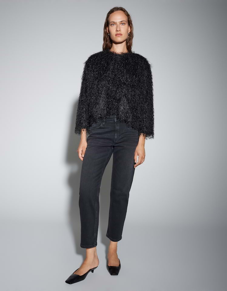 Someday -  Elegante Sweatjacke in leichter Federoptik - Ufeather