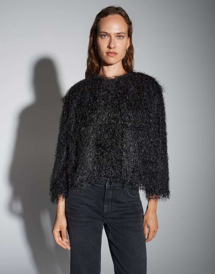 Someday -  Elegante Sweatjacke in leichter Federoptik - Ufeather