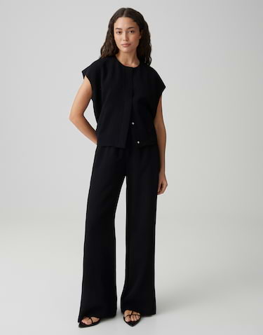 Opus - Fein strukturierte Wide Leg Pants mit Schlitzdetail - Mucia moss