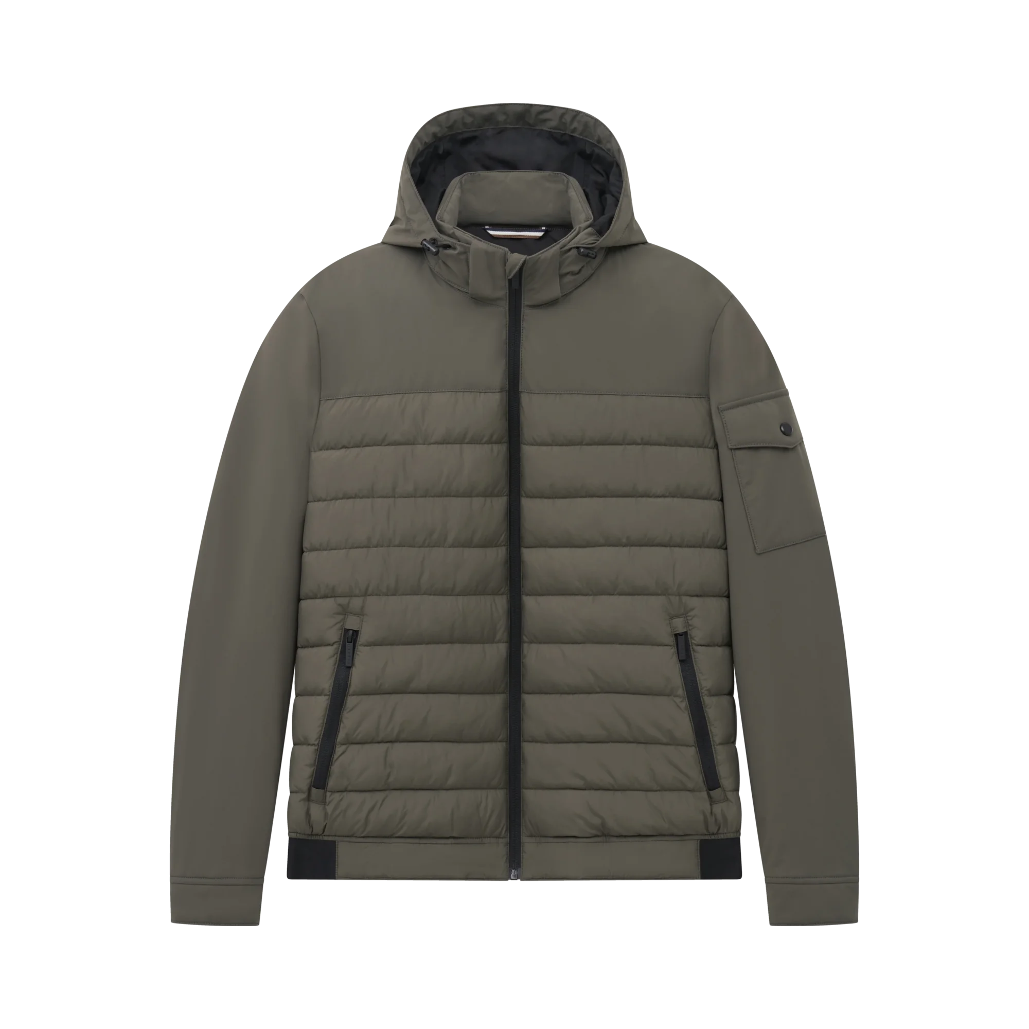Bugatti - Steppblouson mit abtrennbarer Kapuze in Oliv
